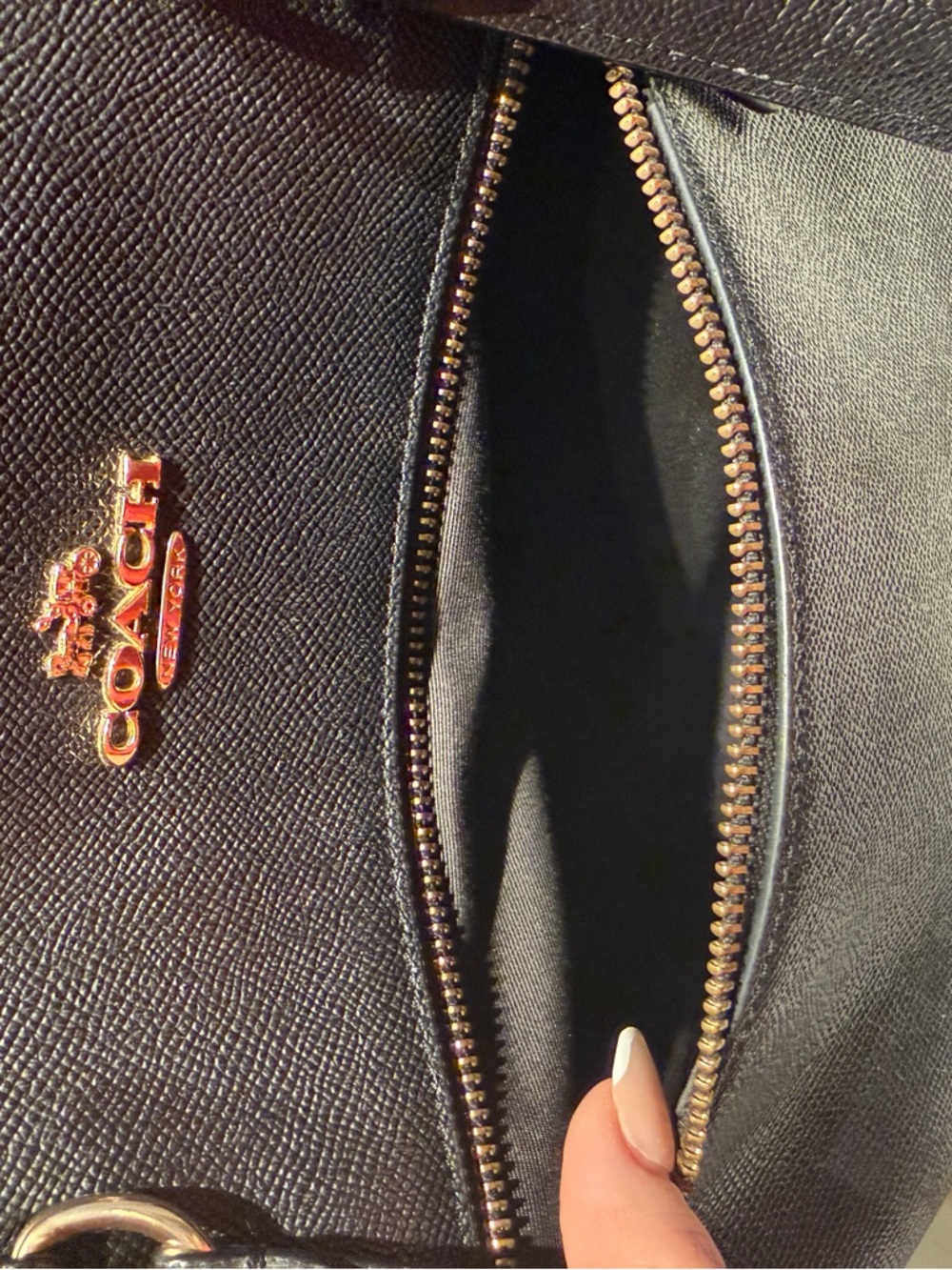 Coach Black Leather Tote with Gold Hardware - Picture 5 of 5